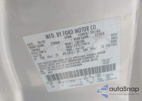 2008 Ford Escape Xlt from USA, damaged, VIN 1FMCU03178KB59499